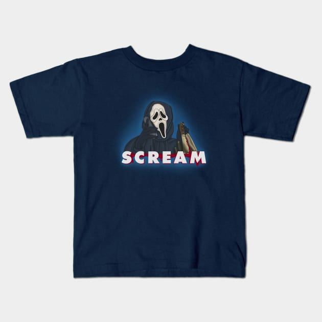 Scream - Ghost Face Calling Kids T-Shirt by Kath Fernweh